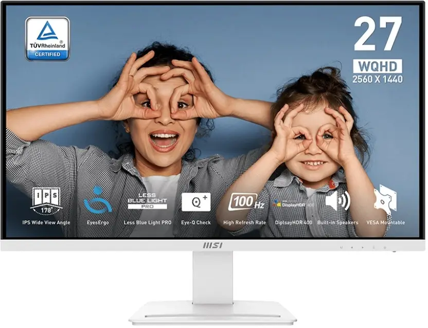 MSI (PRO MP273QW E2), 2k, 27-inch, HDMI, WQHD IPS Panel, 2x3 W Speakers, sRGB 118% (Adaptive Sync, Response Time: 1 ms, 100 Hz Refresh Rate)