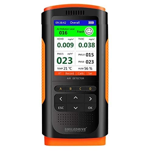 SMILEDRIVE Portable Air Quality Pollution Monitor Review: India (AQI, PM1/2.5/10, TVOC, HCHO, Temp, Humidity)